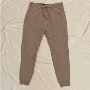 Tan Jogger Sweatpants with Elastic Cuffs and Drawstring Waist